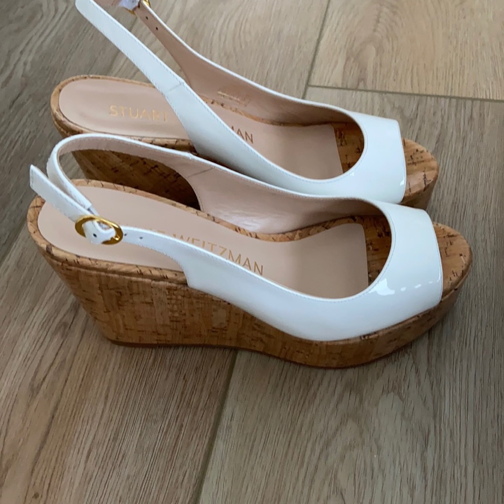 Stuart Weitzman Riveria Patent White Size 7.5